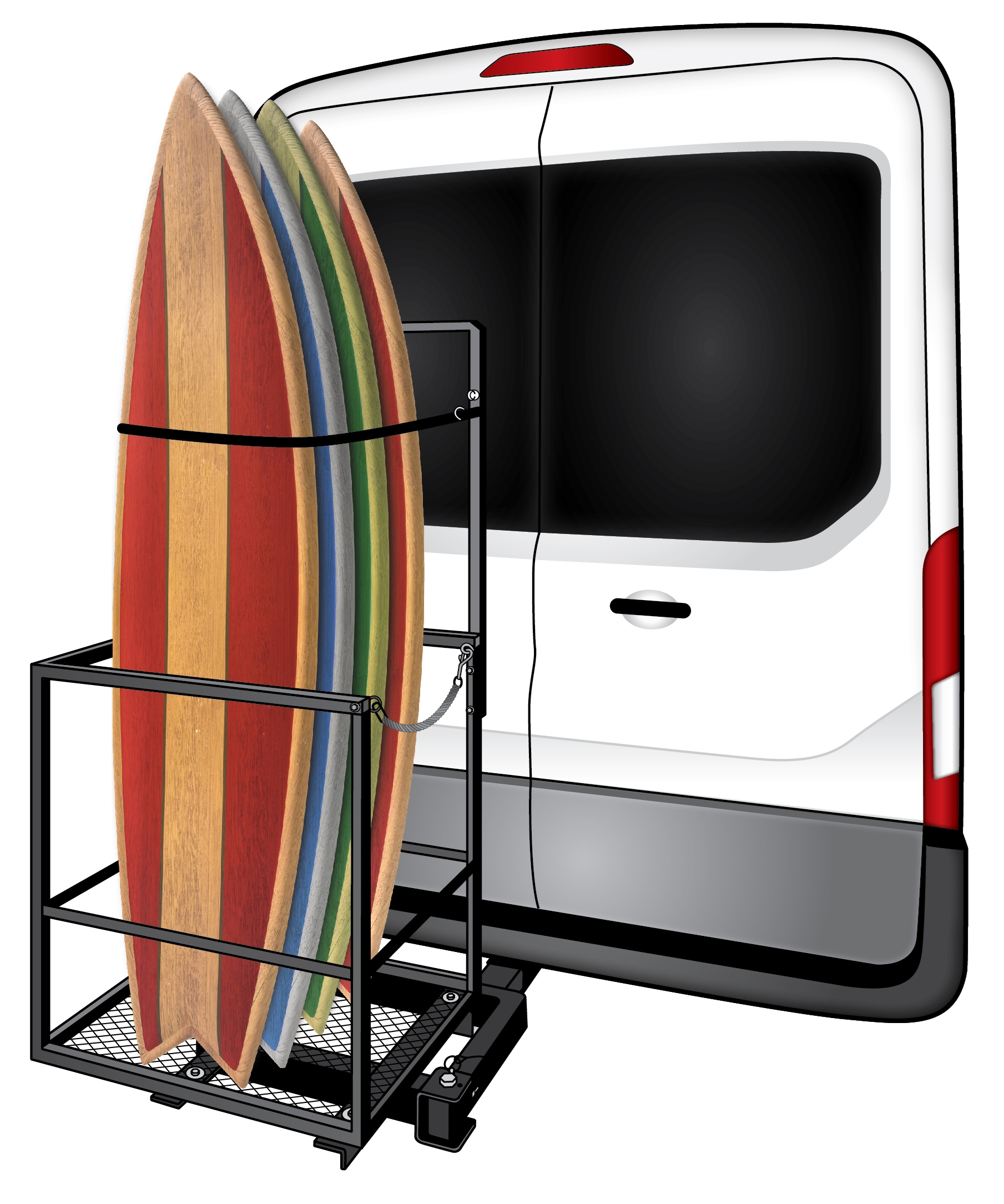 trailer hitch surfboard rack